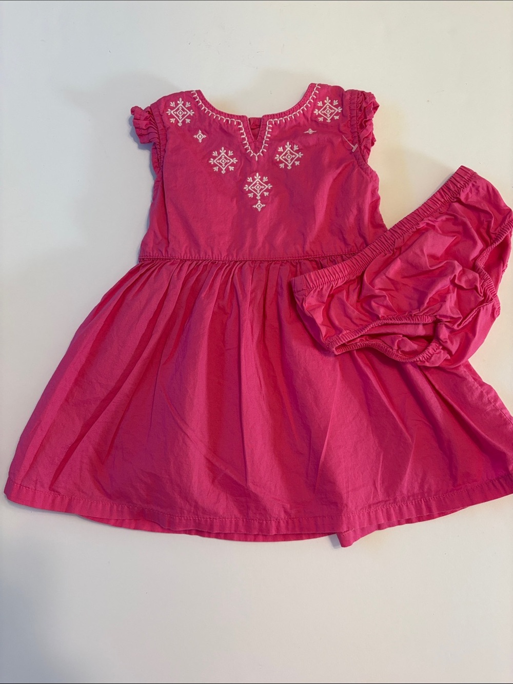 Carter's Hot Pink Embroidered Cotton Dress with Bloomer